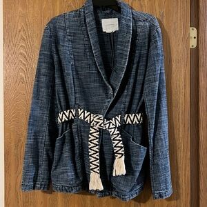 Anthropologie Blazer with Braided black and beige belt